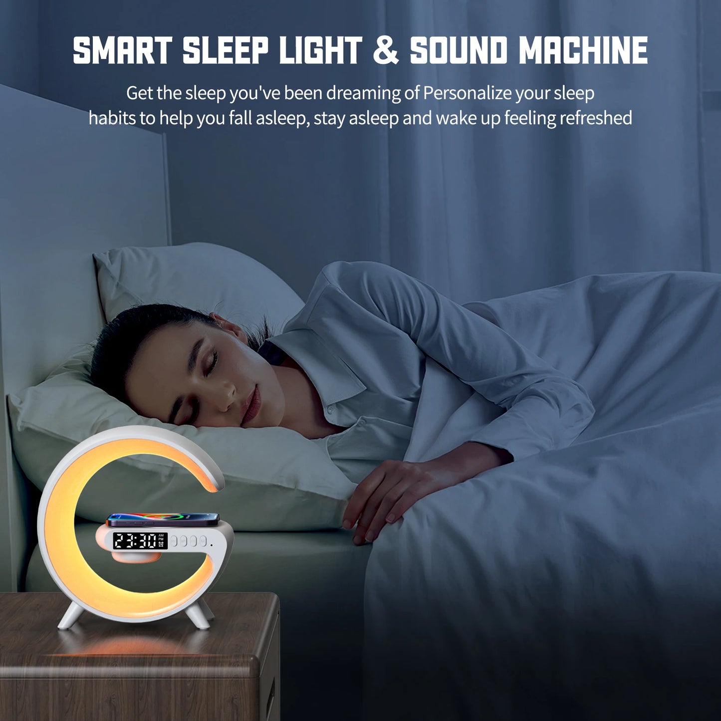 Multifunction Wireless Charger Pad Stand Speaker TF RGB Night Light 15W Fast Charging Station for Iphone Samsung Xiaomi Huawei