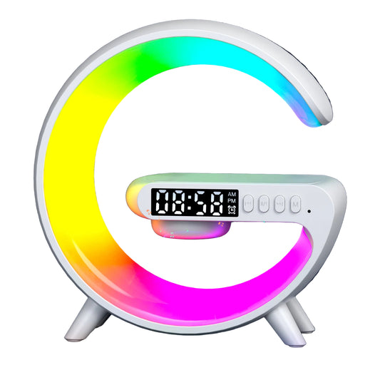 Multifunction Wireless Charger Pad Stand Speaker TF RGB Night Light 15W Fast Charging Station for Iphone Samsung Xiaomi Huawei